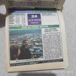 MİLLİYET TAKVİMİ 24 AĞUSTOS 1987 - DOĞUM GÜNÜ HEDİYESİ HEDİYELİK TAKVİM YAPRAĞI