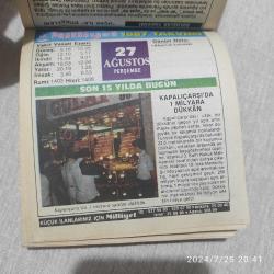 MİLLİYET TAKVİMİ 27 AĞUSTOS 1987 - DOĞUM GÜNÜ HEDİYESİ HEDİYELİK TAKVİM YAPRAĞI