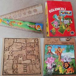 1 adet şekil çizimli katlanabilir Disney cetvel.1 adet ahşap kedi görselli tabla.1 paket safari hayvanları mini yapboz Puzzle.ahşap kedicikler eğitici öğretici eğlenceli ürünler Hediyelik