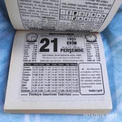 TÜRKİYE GAZETESİ TAKVİMİ 21 EKİM 1993 - DOĞUM GÜNÜ HEDİYESİ HEDİYELİK TAKVİM YAPRAĞI