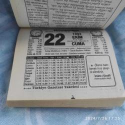 TÜRKİYE GAZETESİ TAKVİMİ 22 EKİM 1993 - DOĞUM GÜNÜ HEDİYESİ HEDİYELİK TAKVİM YAPRAĞI
