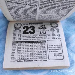 TÜRKİYE GAZETESİ TAKVİMİ 23 KASIM 1993 - DOĞUM GÜNÜ HEDİYESİ HEDİYELİK TAKVİM YAPRAĞI