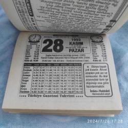 TÜRKİYE GAZETESİ TAKVİMİ 28 KASIM 1993 - DOĞUM GÜNÜ HEDİYESİ HEDİYELİK TAKVİM YAPRAĞI