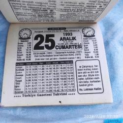 TÜRKİYE GAZETESİ TAKVİMİ 25 ARALIK 1993 - DOĞUM GÜNÜ HEDİYESİ HEDİYELİK TAKVİM YAPRAĞI