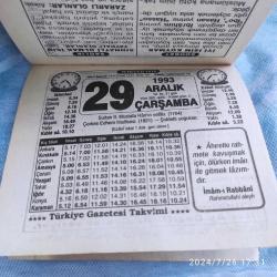 TÜRKİYE GAZETESİ TAKVİMİ 29 ARALIK 1993 - DOĞUM GÜNÜ HEDİYESİ HEDİYELİK TAKVİM YAPRAĞI