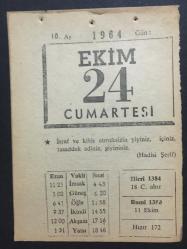 24  EKİM 1964-TAKVİM YAPRAĞI-DOĞUM GÜNÜ HEDİYESİ,HUTBE,5.MURAT