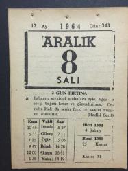 8  ARALIK 1964-TAKVİM YAPRAĞI-DOĞUM GÜNÜ HEDİYESİ,BU VATAN KİMİN,