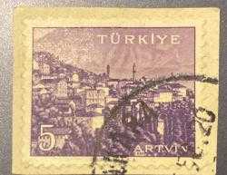 Mektup Zarfından Kesilmiş  / Postadan Geçmiş Pul Filateli - Damgalı - ARTVİN , 5 PARA - Türkiye Cumhuriyeti