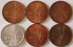 Türkiye Cumhuriyeti 10 Kuruş  Para Lotu 1968/1969/1970/1972/1973/1976  No 1040