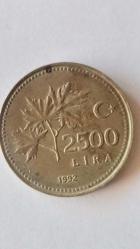 TÜRKİYE 1992 2500 LİRA