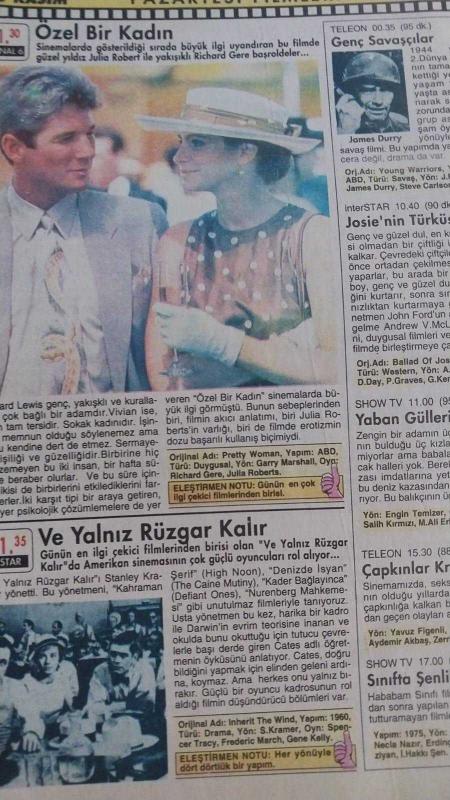 MİLLİYET OSCAR TV MAGAZİN DERGİSİ 14 KASIM 20 KASIM 1993 JULIA  