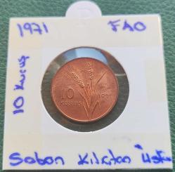 ON (10) KURUŞ FAO 1971 SABAN KILIÇTAN ÜSDÜNDÜR ÇİL+++