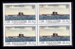 +++ 1986 TÜRK DENİZALTICILIK 100.YIL   4 BLOK  - DAMGASIZ