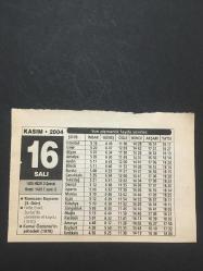 16 KASIM 2004-TAKVİM YAPRAĞI-DOĞUM GÜNÜ HEDİYESİ,RAMAZAN BAYRAMI 3. GÜN HAFIZ ESAD,SURİYEDE YÖNETİME EL KOYDU 1970,KEMAL ÖZDEMİRİN ŞEHADETİ 1978,SELAMLAŞMANIN ADABI