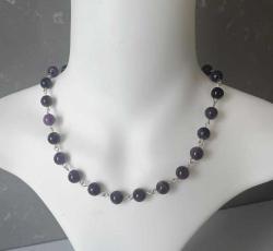 El Yapımı  Ametist Taşlı Kolye ve Küpe Set