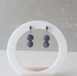 El Yapımı  Ametist Taşlı Kolye ve Küpe Set