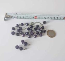 El Yapımı  Ametist Taşlı Kolye ve Küpe Set