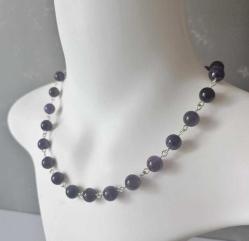 El Yapımı  Ametist Taşlı Kolye ve Küpe Set