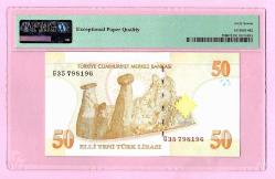 TURKEY 50 YTL P220 2005 PREFIX G35 SUPER B GEM UNC PMG 67 EPQ  (15 947) ÇİL