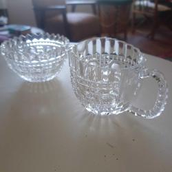 Avrupa Kristal Sütlük ve Şekerlik Takımı Vintage
