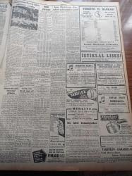 Cumhuriyet Gazetesi - 8 Ekim 1951 - Ankara'da Dün Yapılan Mühim Siyasi Görüşmeler - Amerika Kara Orduları Kurmay Başkanı General Collins - Kore'de Düşmanın Merkez Hattı Yarıldı - İran Başbakanı Doktor Musaddık Dün Sabah Şehrimizden Geçti - Amerika'nın Taktik Atom Silahları - Dün Yeşilköy Hava Alanında Yangın Çıktı - Güreşçilerimiz Mısırda Bütün Rakiplerini Yendiler - Fransız Sanatkar Maurice Chevalier Dün Geldi - Ömer Rıza Doğrul - Everest Seferi - Almanya'nın Eski Büyükelçisi Von Papen Ankara'dan Döndü - Seyhan Eski Milletvekili Ahmed Remzi Yüreğir Vefat Etti - Burhan Felek - Memleket Hikâyesi Bebek Yazan Yaşar Kemal  Yazı - Ankara Güzellik Kraliçesi Birsen Demirbaş İstanbul'a Geliyor - Galatasaray Suriye Takımı Jones'i Yendi - Fransa'nın En Büyük At Yarışı - Siemens Batarya Ve Pilleri - Yeni Çıkan Sahibinin Sesi Plakları - Hamiyet Yüceses - Sabite Tur Gülerman - Perihan Altındağ Sözeri -  Suzan Yakar Rutkay - General Electric Ampul