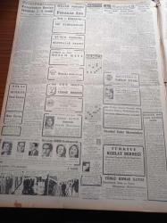 Cumhuriyet Gazetesi - 7 Ekim 1951 - Başbakan Adnan Menderes Dün Batılı Üç Büyük Elçi İle Görüştü - İran Başbakan Doktor Musaddık Bugün Şehrimizden Geçecek - İstanbul'un Kurtuluşu Dün Kutlandı - Kartal Halkevinin Sebep Olduğu Hadise - Şinasinin Heykelini Çalanlar Yakalandı - Kore'de Düşman Hatlarında Dün Yeni Gedikler Açıldı - Akdeniz Olimpiyatlarında Dünkü Müsabakalar - Kulak Doktorları Kongresi - Haftanın Şakaları - Burhan Felek - Yeni Bir Türk Filmi Dudaktan Kalbe - Saç Dökülmesine Karşı Sapiksin - Memleket Hikâyesi Bebek Yazan Yaşar Kemal  Yazı Dizisi - Falih Rıfkı Atay Sohbetler - 30 Yıllık Hasretten Sonra Yurda Gelen Aktör Nişanyan - Yol Vergisinin Kaldırılması - Yeni Ses Opereti - Yüksek Ses Sanatkarı Saime Sinan - Fenerbahçe Suriye Takımı Jones'i 7 0 Yendi - Ankara'da Futbol Mevsimi Açıldı - Abdulah Yüce - Bulmaca - Radyo - Stalin'in Pravdaya Beyanatı - Meşhur Magic Chef Sobaları - Olympia Yazı Makinaları - Gripin - Nora Radyoları - Koç Ticaret - Volvo