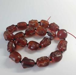 Eski Katalin Elde Oyma Buddha Kafalı 19 Luk Çin tespihi