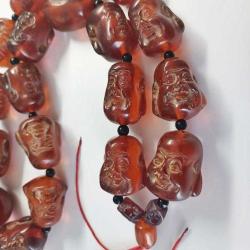 Eski Katalin Elde Oyma Buddha Kafalı 19 Luk Çin tespihi
