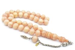 Hakkı Usta İmzalı Kamçılı Küre Kesim Beyaz Çekoslavak Katalin Tesbih