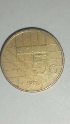 HOLLANDA 1990 5 GULDEN