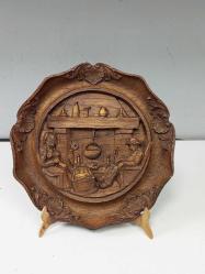 Vintage Fransız Üç Boyutlu Ahşap Stil Duvar Tabağı