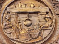 Vintage Fransız Üç Boyutlu Ahşap Stil Duvar Tabağı