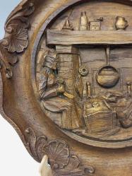 Vintage Fransız Üç Boyutlu Ahşap Stil Duvar Tabağı