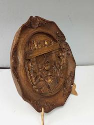 Vintage Fransız Üç Boyutlu Ahşap Stil Duvar Tabağı