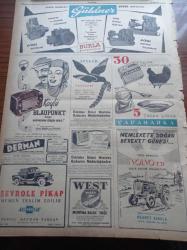 Cumhuriyet Gazetesi - 11 Aralık 1951 - İşletmeler Bakanı Hakkı Gedik Dün Vazifesinden İstifa Etti - İkinci Rus Notasına Niçin Cevap Vermedik - Beyaz Sarayda Dün Yapılan Toplantı - Yeni Araba Vapurumuz Kızkulesi - Belediyecilik Derneği Kongresi Açıldı - Atina Büyükelçimiz Ruşen Eşref'in Sıhhi Durumu- Afrika'dan Geliyorum 21 Yazı Dizisi - İnsan Hakları Ve Yıldönümleri - Rasim Adasal - 2000 Yılın Sevgilisi Yazan Refik Halid Karay - 1951 Nobel Mükafatları - Paris'te 6000 Arab Tevkif Edildi - Burhan Felek - Üçüncü Kore Kafilesi İle Yurda Dönen Kahramanlar - İngiltere'de Profesyonel Futbol Endüstrisi - Borsa - Köy Düğünleri İçin Tedbir Alındı - Yeni Ses Opereti Guguk 50. Temsil - Pan American - Hoover Elektrik Süpürgesi - Güldner Motorlu Tulumbalar - Chevrolet Pikap - Çapamarka - Volvo T31 Traktör