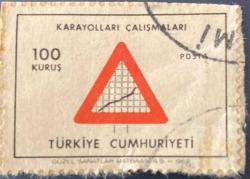Mektup Zarfından Kesilmiş  / Postadan Geçmiş Pul Filateli - Damgalı - KARAYOLLARI ÇALIŞMALARI, 100 KURUŞ - Türkiye Cumhuriyeti