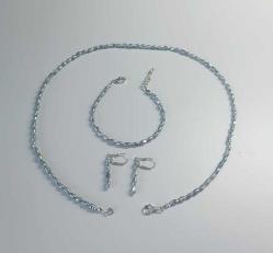 El yapımı hakiki Gri İnci ve 925 Ayar Gümüş Kolye  Bileklik ve Küpe Set