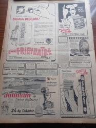 Cumhuriyet Gazetesi - 28 Mayıs 1954 - Almanya Bize 150 Milyon Dolar Kredi Açıyor - Bahar Ve Çiçek Bayramı Dün Törenle Açıldı - Gülhane Parkı - Sultanahmed 2. İmamı Dün Genç Kızları İğfal Suçundan Tevkif Edildi - Başbakan Adnan Menderes Pazara Gidiyor - Kıbrıs'taki Türklerin Sevinci - Konsolosun Karısı Yazan Nihal Karamağaralı Yazı Dizisi - Apollo Sirki - Burhan Felek - Galatasaraylıların Hatim Duası - İstanbul Fethinin 501. Yıldönümü - Büyük Adli Hatalar - Fenerbahçe Bugün Beyoğlusporla Karşılaşacak - Ayten Gençer- Cumhuriyet Radyo Programları- Teknik Üniversite Radyosu - Tenor Walter Ludwig - Amerika'da Klu Klux Klan Gizli Cemiyeti Hortlatılıyor - Şehir Tiyatrosunun Gülhane Parkındaki Tensilleri- Sarayların Aşk İlahesi Desiree Yazı Dizisi - Lüks Traş Bıçakları - Puro Tuvalet Sabunları - Deschiens Kan Kuvvet Şurubu - Nebati Mutbak Yağı - Frigidaire Buzdolabı - Johnson Deniz Motorları