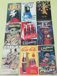 Tanıtım kartları Mini Poster Afiş Duvar oda süslemesi coca cola star wars yıldız savaşları Yoda aygaz kill bill elm sokağı freddy E.T fatıma cigarette koleksiyon dekor hediye nostalji tasarım süs hobi eğlence vintage aksesuar promosyon reklam Hediyelik dekorluk retro