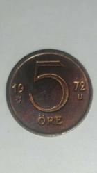 İSVEÇ 1972  5 ÖRE
