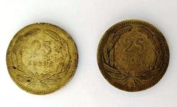 1956 25 KURUŞ PİRİNÇ RESİMDEKİ ÜRÜN GÖNDERİLECEKTİR (2 Adet)  (113)