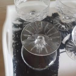 Kesme Kristal Cam Şampanya Kadehleri Vintage, 6 adet