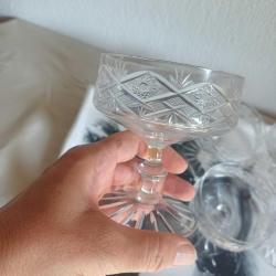 Kesme Kristal Cam Şampanya Kadehleri Vintage, 6 adet