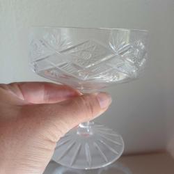 Kesme Kristal Cam Şampanya Kadehleri Vintage, 6 adet