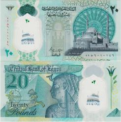 MISIR 20 POUND 2023 POLYMER PARA. GİZA PİRAMİDİ -  KLEOPATRA - II. RAMSES VE MUHAMMED ALİ CAMİİ TEMALI. ÇİL KONDİSYON.