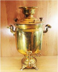 AnTiKa PİRİNÇ KöMüRLü RUS SEMAVERİ.........Büyük Boy-DAMGALI