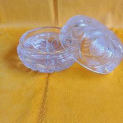 Kapakĺı Kesme Kristal Cam Şekerlik Vintage