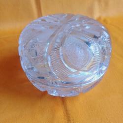 Kapakĺı Kesme Kristal Cam Şekerlik Vintage