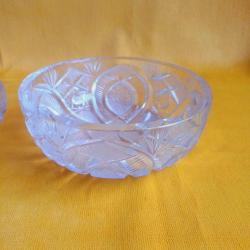 Kapakĺı Kesme Kristal Cam Şekerlik Vintage