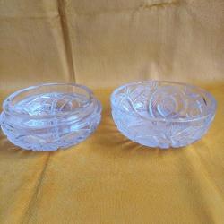 Kapakĺı Kesme Kristal Cam Şekerlik Vintage